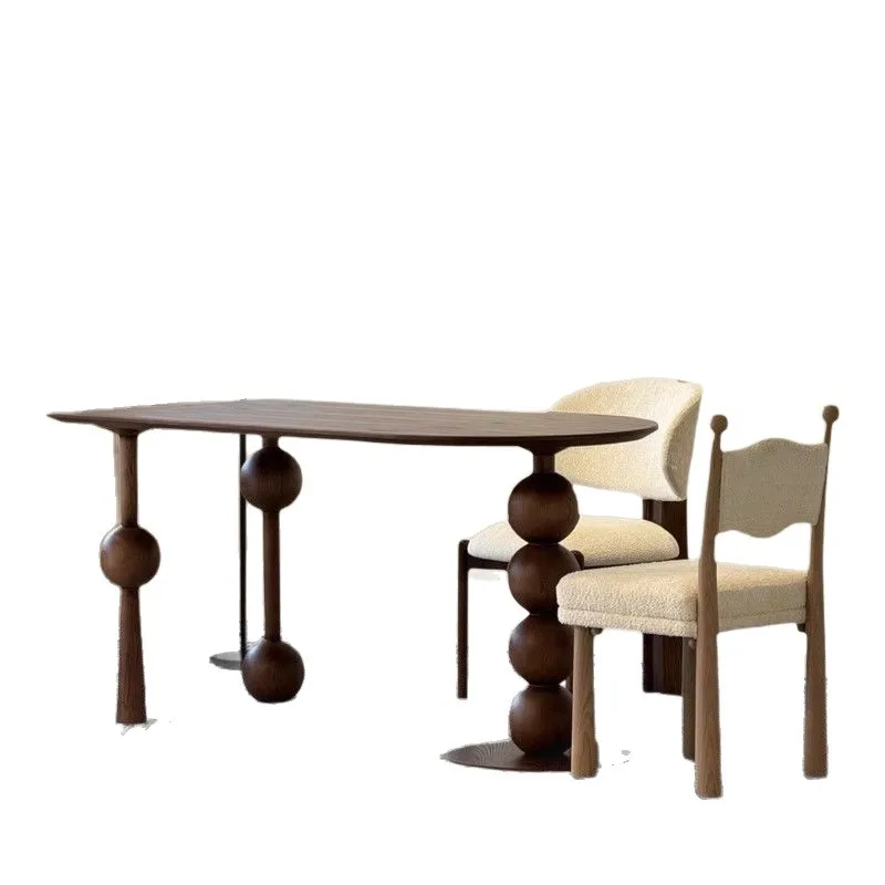 Medieval style solid wood dining table Medieval wabi style small apartment dining table Modern minimalist coffee table Family