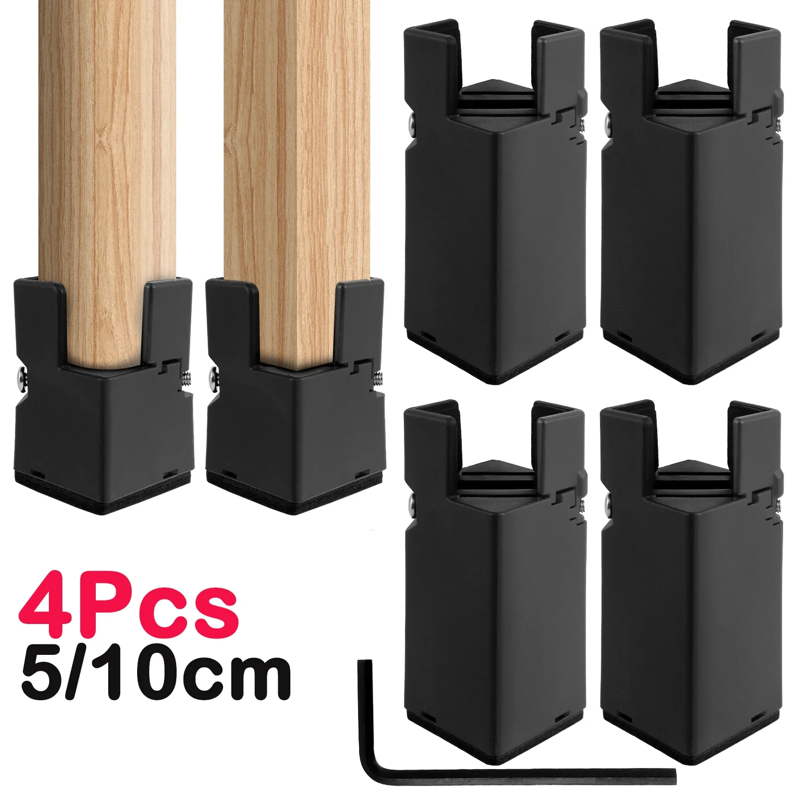 4Pcs Adjustable Chair Riser Screw Clamp 5/10cm Height Heavy Duty Sofa Tables Bed Furniture Risers Desk Couch Bottom Elevator