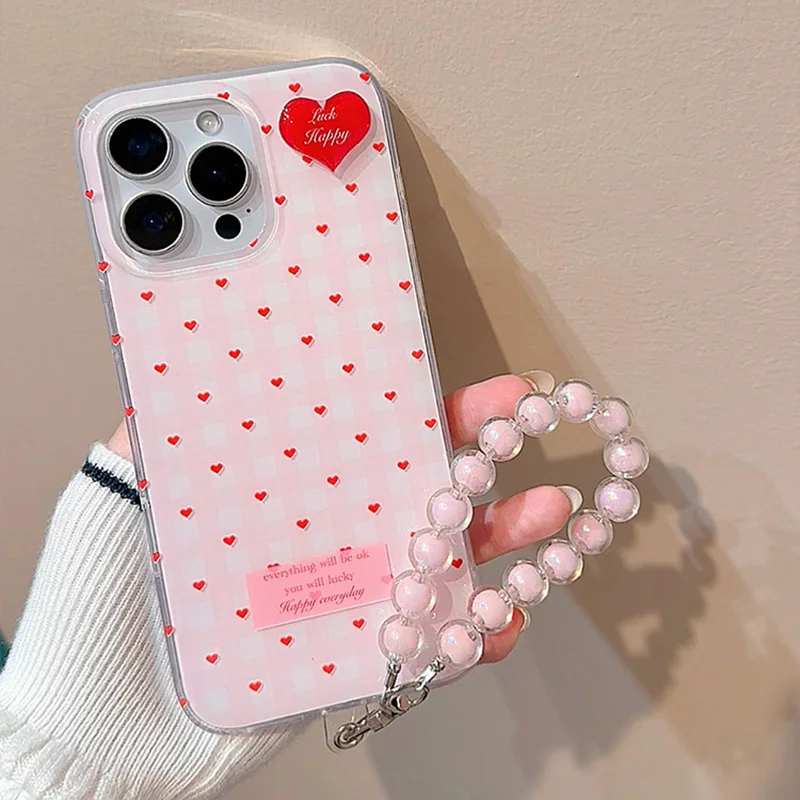 

Мягкий чехол IMD Sweet Plaid Pink Bracelet, совместимый с iPhone 7 8 6 Plus 11 14 13 16 12 Pro Max 15 Pro Max XR 16Plus X XS MAX SE