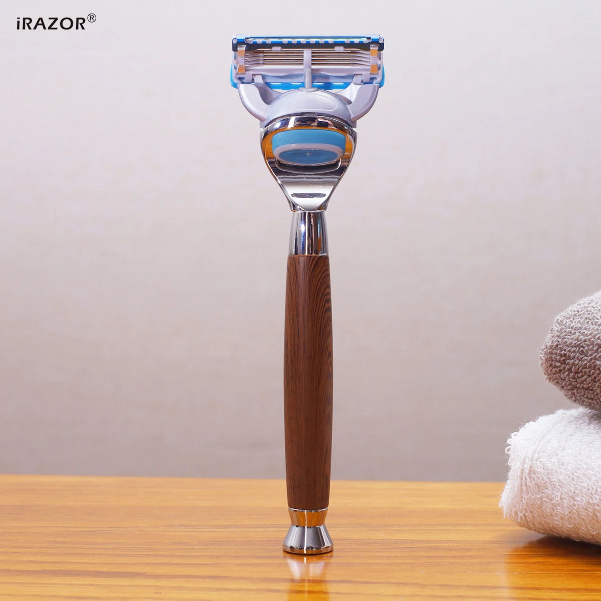 iRAZOR Classic 5 Layer Fusion Safety Razor Manual Man Shaver Barber Beard Grooming Tool Wood Grain Handle Man Birthday Gift