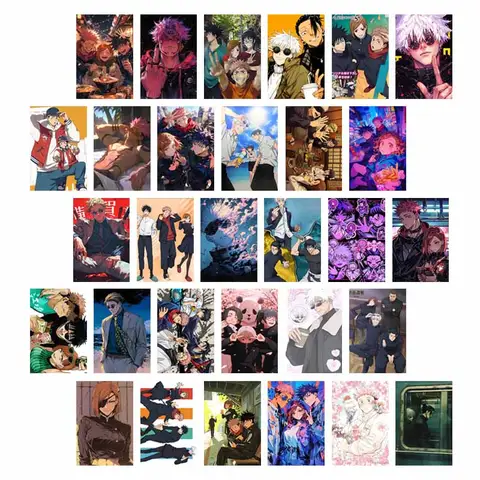 10/30PCS Vintage Anime Satoru Gojo Ryomen Sukuna Poster Cards Set DIY Home Decor Wall Collage Kit Aesthetic Pictures Teens Gifts