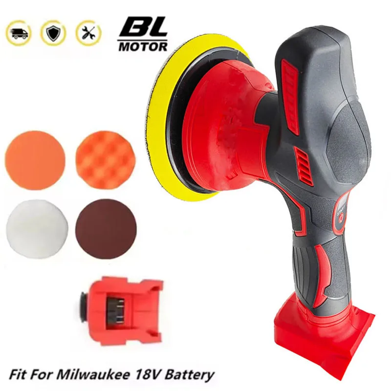 Fit for Milwaukee 18V Battery Cordless Car Polisher 8 Gears Electric Auto Polishing Machine Waxing Sanding Sealing Power Tools
