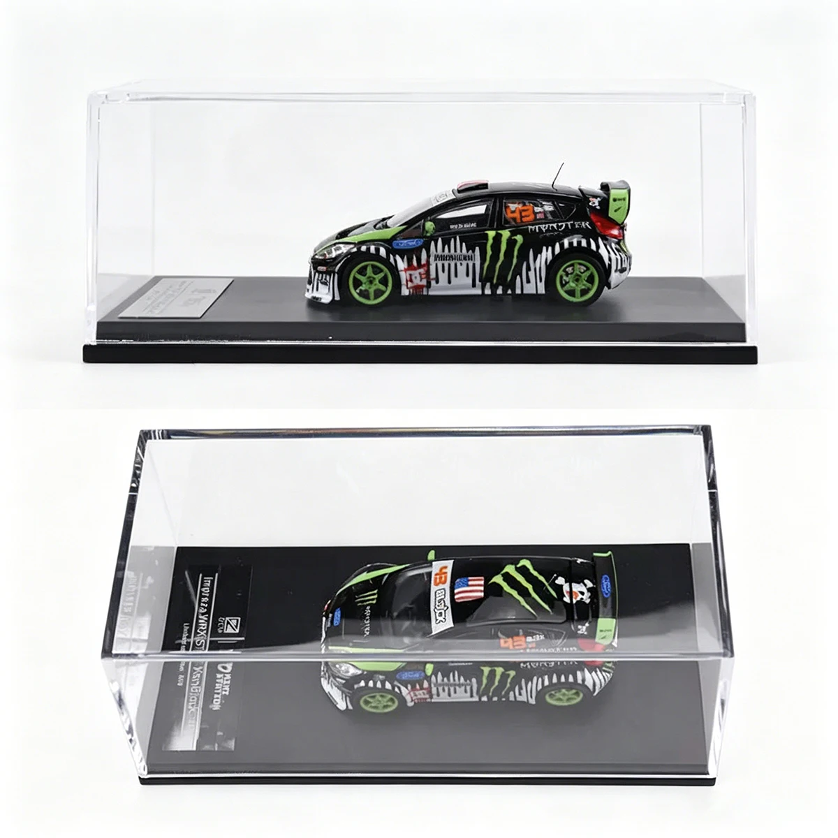 

In Stock DCM X Mini Station 1:64 Ford Focus & Fiesta with Energy Drink Themed Zebra Livery Ken Block Rally Diecast Model Car