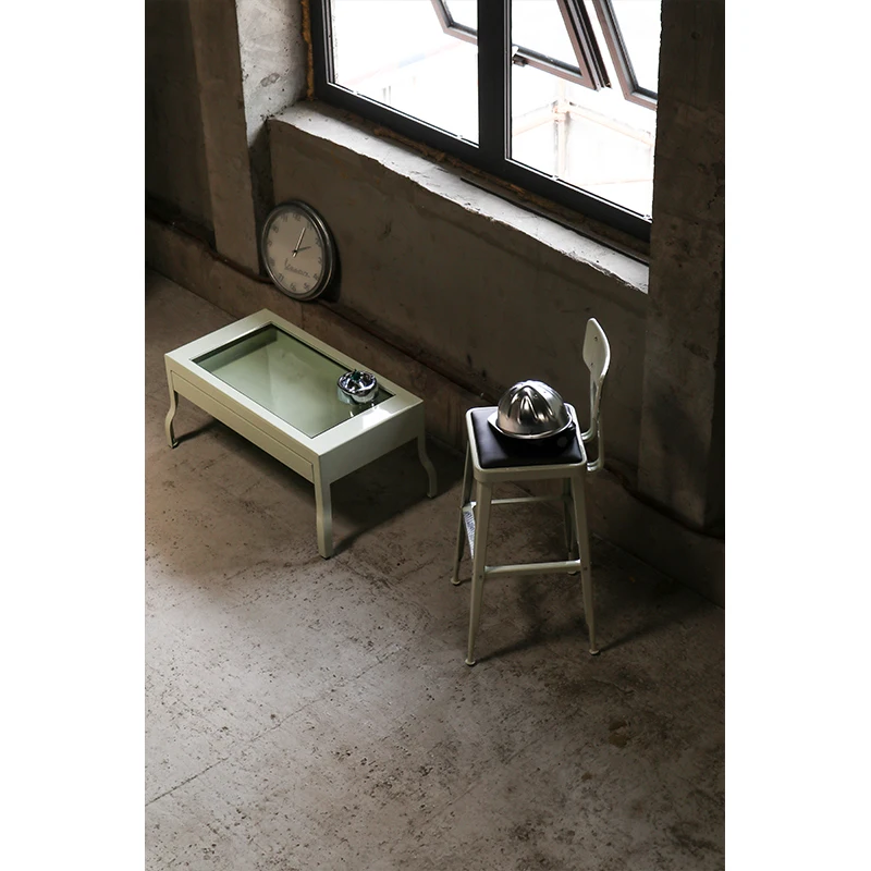 Metal coffee table, pull-out glass coffee table, simple low table