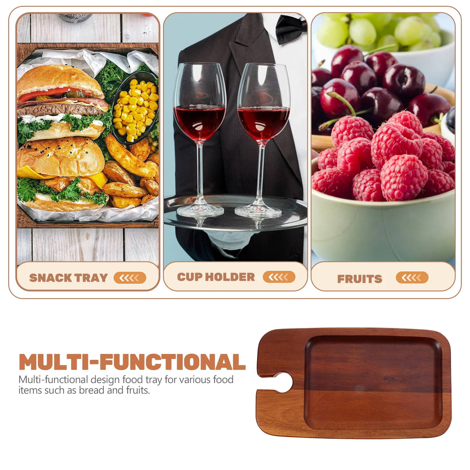 

Wood Fruit Tray Reusable Serving Plate for Dried Fruits Candies Bread Chic Home Decoration Lightweight Snack Dish Wine Holder