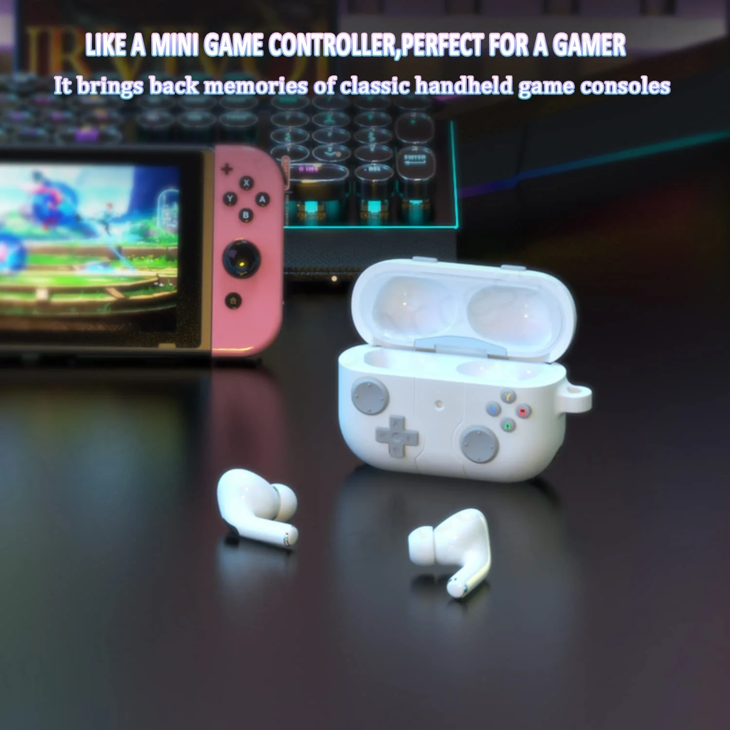 Para airpod 4th case 2024 3d gamepad capa de silicone com kit de limpeza [led frontal invisível] para airpods 3 pro 2 1 pro2 usb c