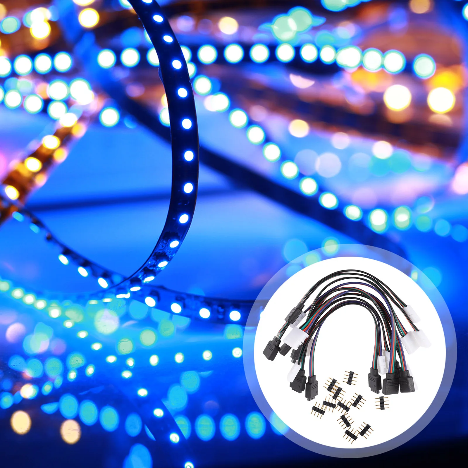 10pcs Led Light Strip Connector 4 Pin Rgb Solderless Adapter Fireproof Abs Connectors For Led Strip Lights Compact Controller