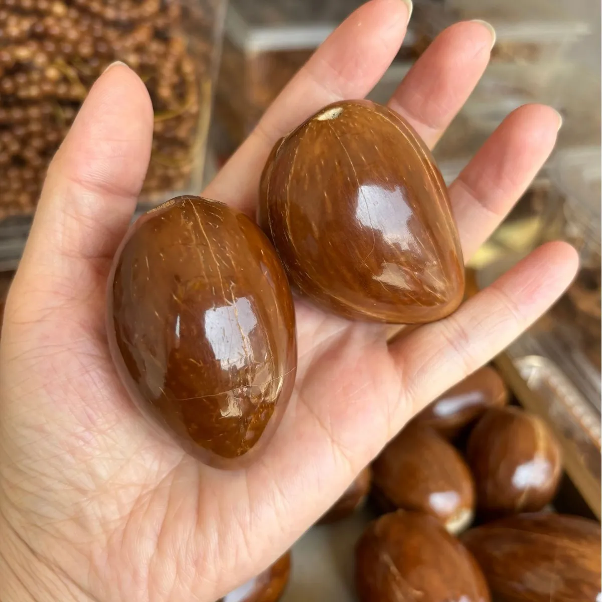Nuez Kuka Cruda Pulida, Adorno de Mano, Colección Wenwan, Artesanía de Fruta de Palma Natural, Exquisita Pieza Vintage de Alta Densidad para Jugar con la Mano