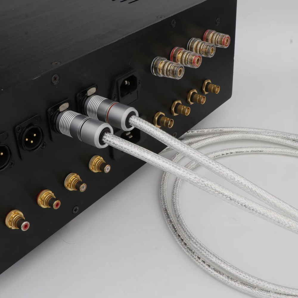 Pair 4N Pure Sliver XLR Audio Interconnect Cable 18AWG Solid PSS Pure Silver Core Silver-Plated Plug Hifi Balanced Wire
