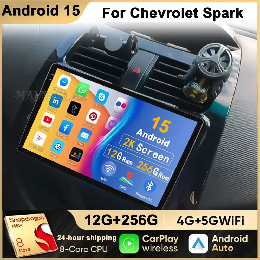 

9-дюймовый автомобильный стерео радио для Chevrolet Spark Beat Matiz Creative 2010 2011 2014 Android 12 Carplay Multimidia видеоплеер головное устройство 4