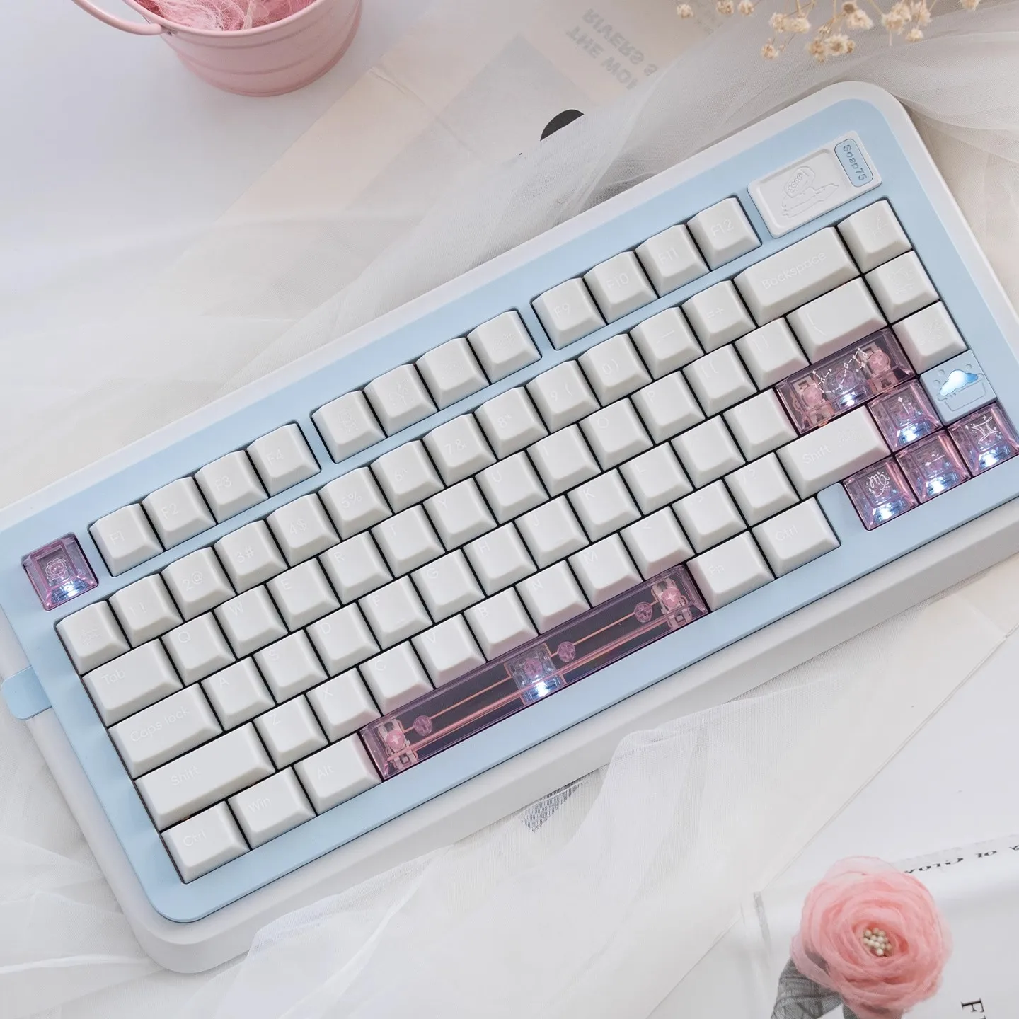 

Original Alabaster Theme Keycap Set Cherry Profile PC+UV Silkscreen Keycaps for Personalized Custom Mechanical Keyboard