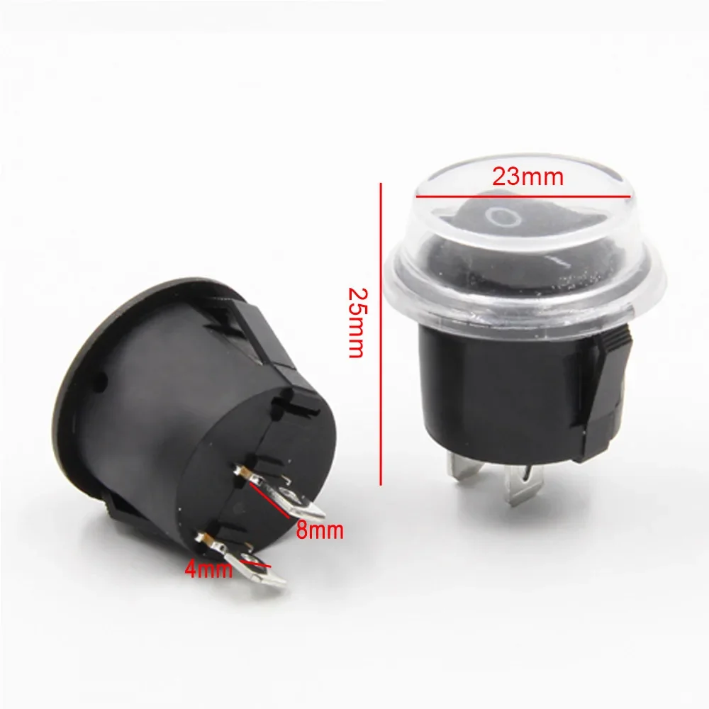 5pcs/set Auto Car 12V Black Round Rocker Boat Toggle SPST 2-Pin ON/OFF Switch + Waterproof Cover Car Accessories