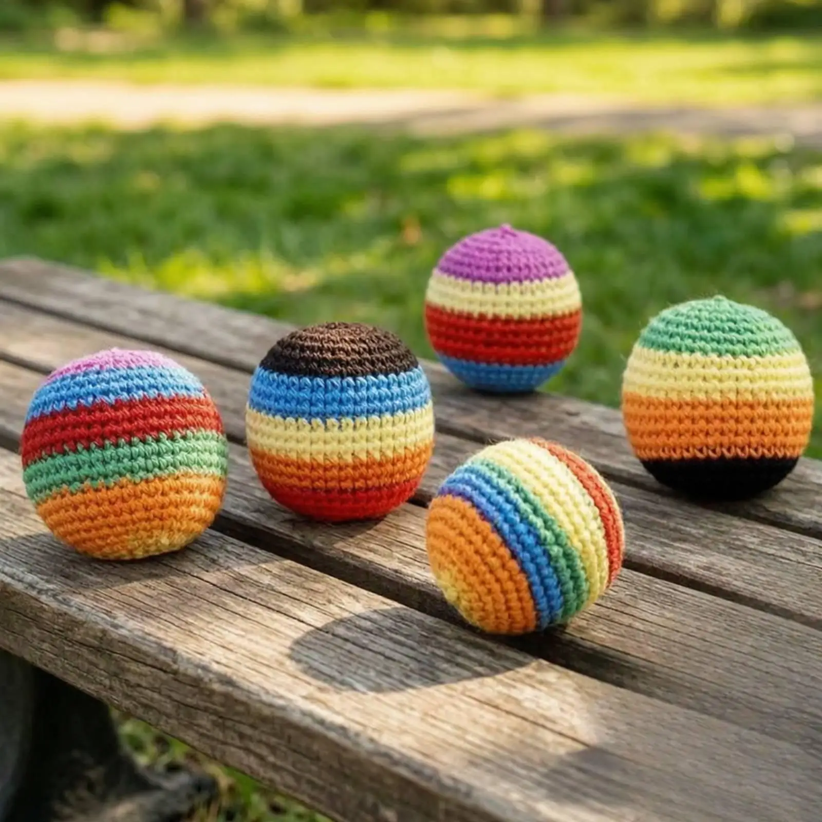 6 Pcs/Set Colorful Crochet Footbag Soft Hand Tossed Crocheted Footbag for Beginners And Adults