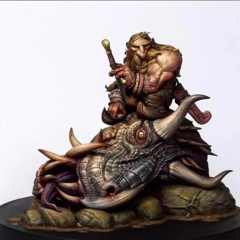 1/24 Fantasy Miniature  Butcher Dragon Dwarf Limited Edition GK Resin Figure Model Kit Unassembled and Unpainted Free Shipping