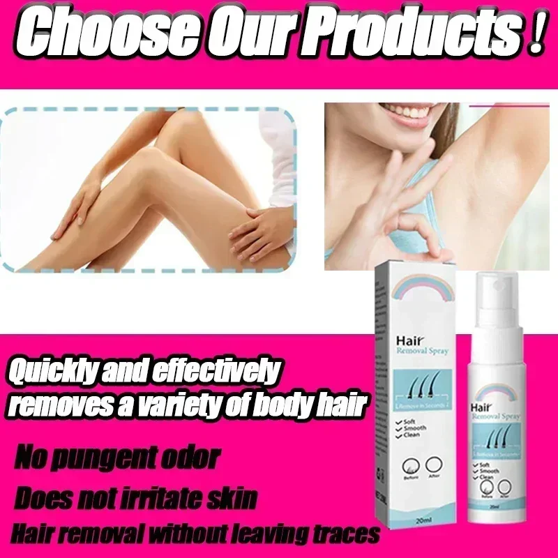 Spray d'épilation rapide indolore, inhibiteur des cheveux, bras, ati elles, jambes, dissolvant en continu, dépilatoire pour hommes et femmes