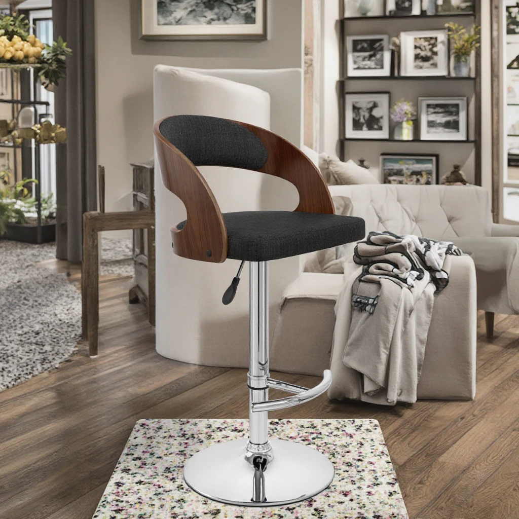 

Nordic Rustic Classic High Kitchen Counter Bar Stool Modern PU Leather Bar Chair Swivel Feature Adjustable Dining Hotel Outdoor