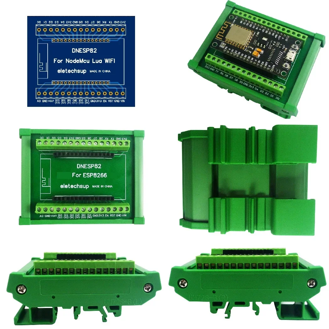 Dnesp82 2.4G Nodemcu Lua Wi-Fi Esp8266 Плата расширения Gpio Din Rail Box для промышленных контроллеров Arduino Plc