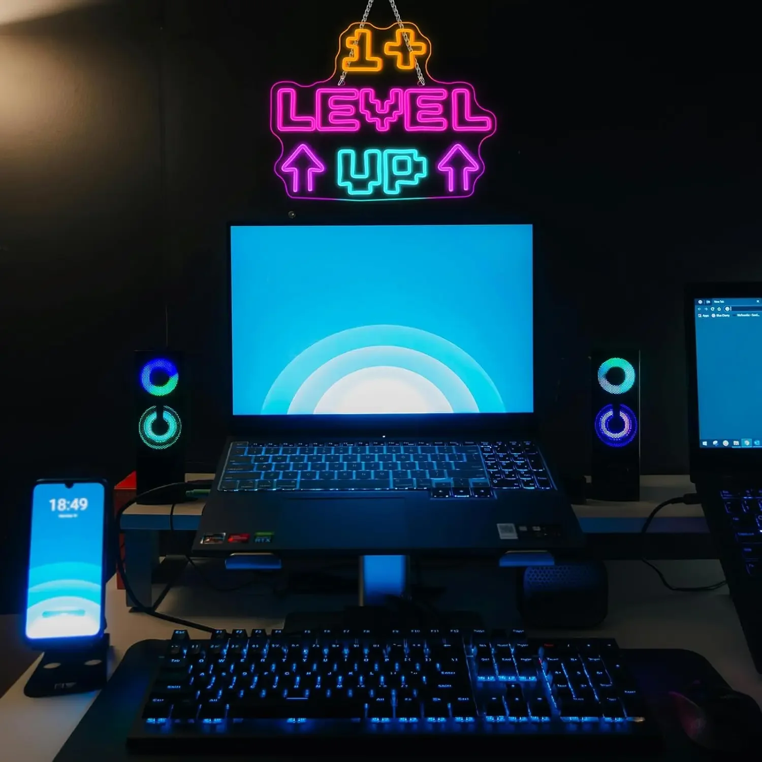  Level Up LED Neon Sign USB Dimmable Neon Light Sign for Gameroom Bedroom Bar Livingroom Birthday Party Gift Wall Decor