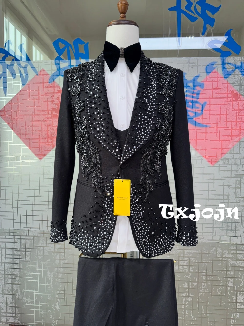 

Men's Black Luxury Suit Set 3 Pieces Banquet Party Wear Handsome Man Jacket Vest Pants Weding Groom Sets Premium Tuxedo S-3XL