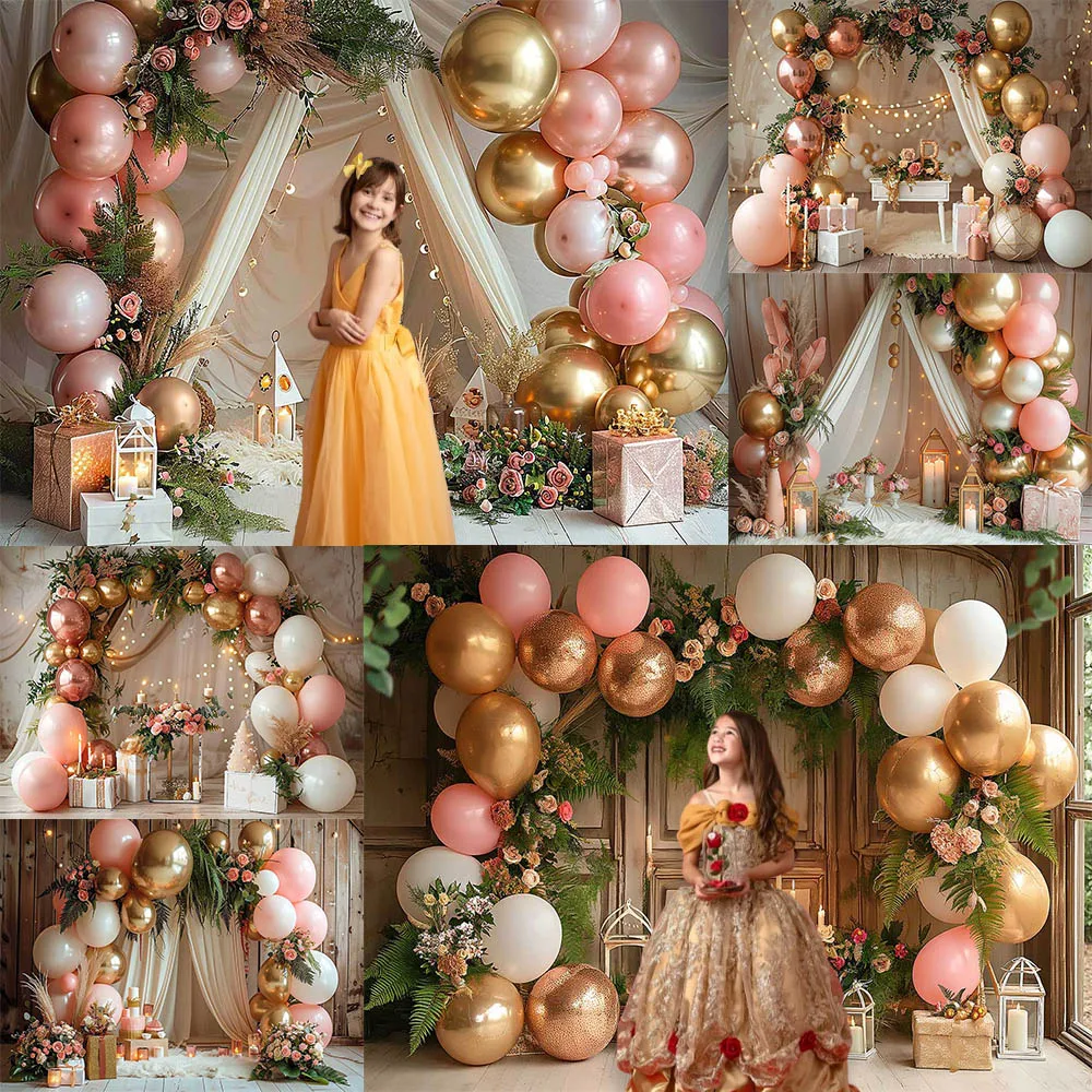 Bohemia Photography Background Floral Balloons Decor Adult Birthday Wedding Maternity Portrait Backdrop Photo Studio Props