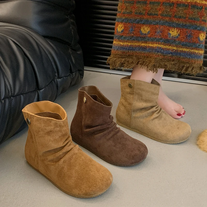 الشقق النساء حذاء من الجلد حذاء رياضة كاجوال الاتجاه تشيلسي الأحذية 2025 الشتاء امرأة الجلد المدبوغ أحذية رياضية المشي الثلوج بوتاس موهير Zapatos