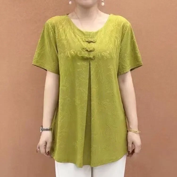 

Летняя футболка больших размеров для женщин: корейский стиль, свободный крой, круглый вырез, средней длины