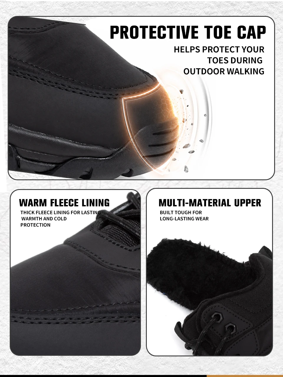 Baasploa Herren Winter Baumwollschuhe Wasserfeste Wanderschuhe Komfort Plüsch Warme Stiefel Herren Rutschfeste Neue Freizeitsneaker – Detail 7