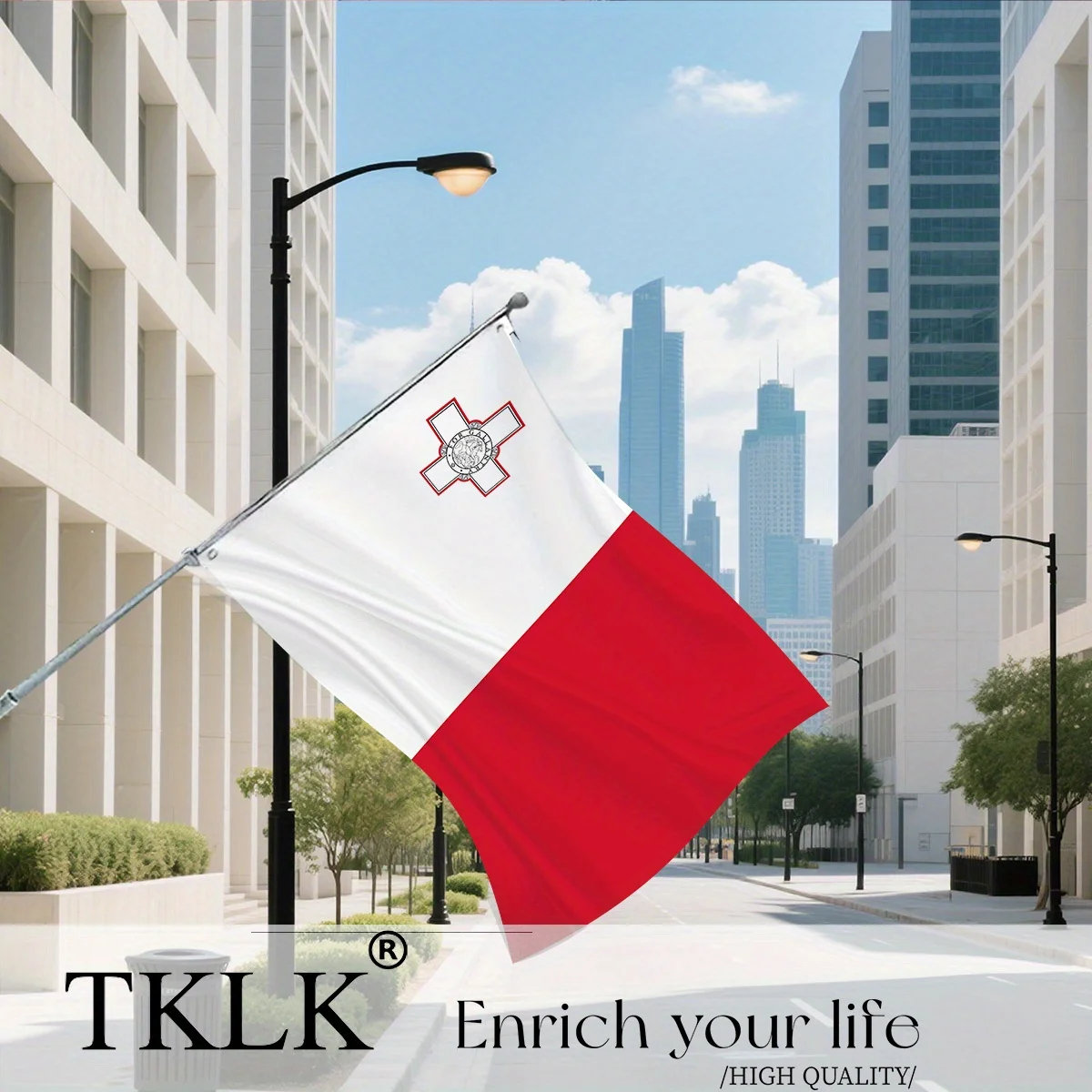 قطعة واحدة من علم مالطا - لافتة مالطية من البوليستر المتين، ألوان نابضة بالحياة مقاومة للبهتان بالأشعة فوق البنفسجية، علم وطني لديكور العرض الوطني