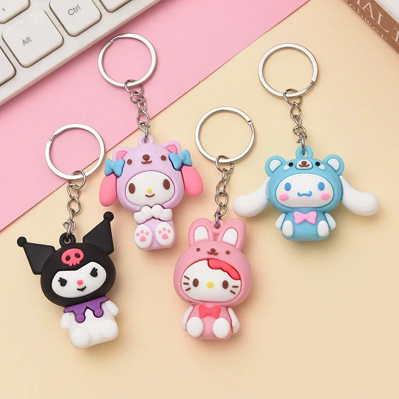 Sanrio Hello Kitty Keychain Kawaii Kuromi Doll Cartoon Anime My Melody Car Key Chain Cinnamoroll Backpack Pendant Keyring Gifts