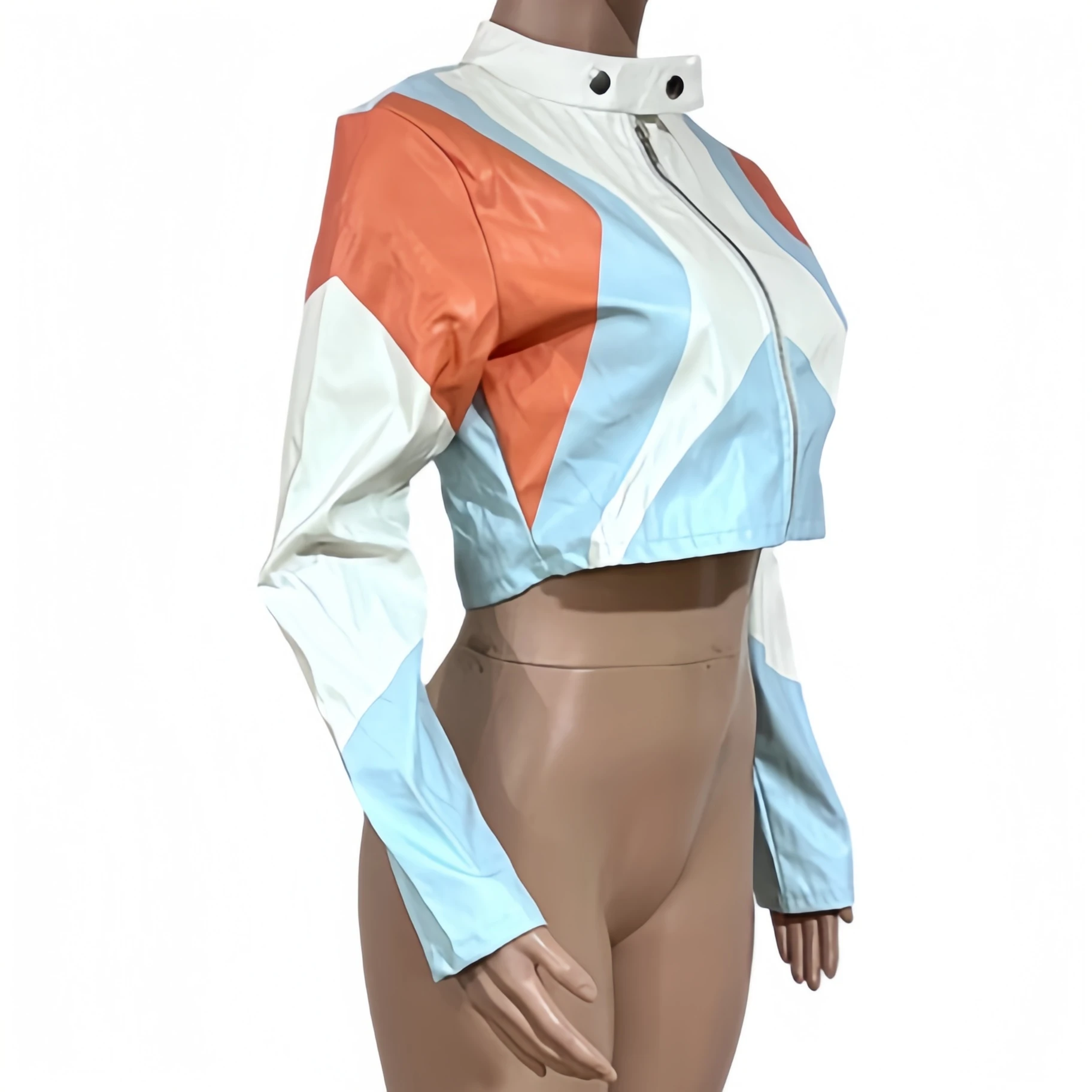 FAGADOER Punk Fashion Leather Patchwork Bodycon Jacket Woman Moto Color Block Long Sleeve Jacket Female Streetwear Clothing New