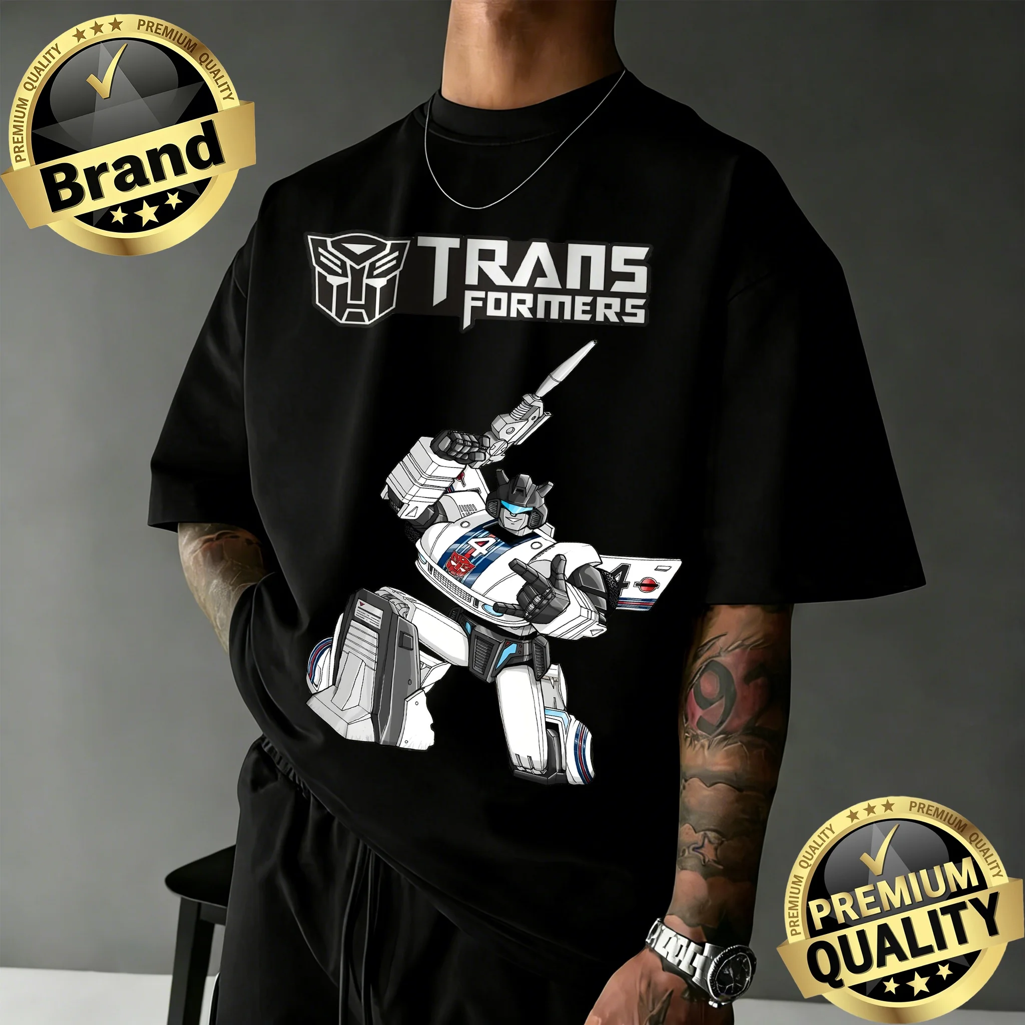 

Футболка унисекс Hasbro Transformers Jazz с графическим принтом, летняя коллекция 2026, дышащая, винтажный стиль, оверсайз