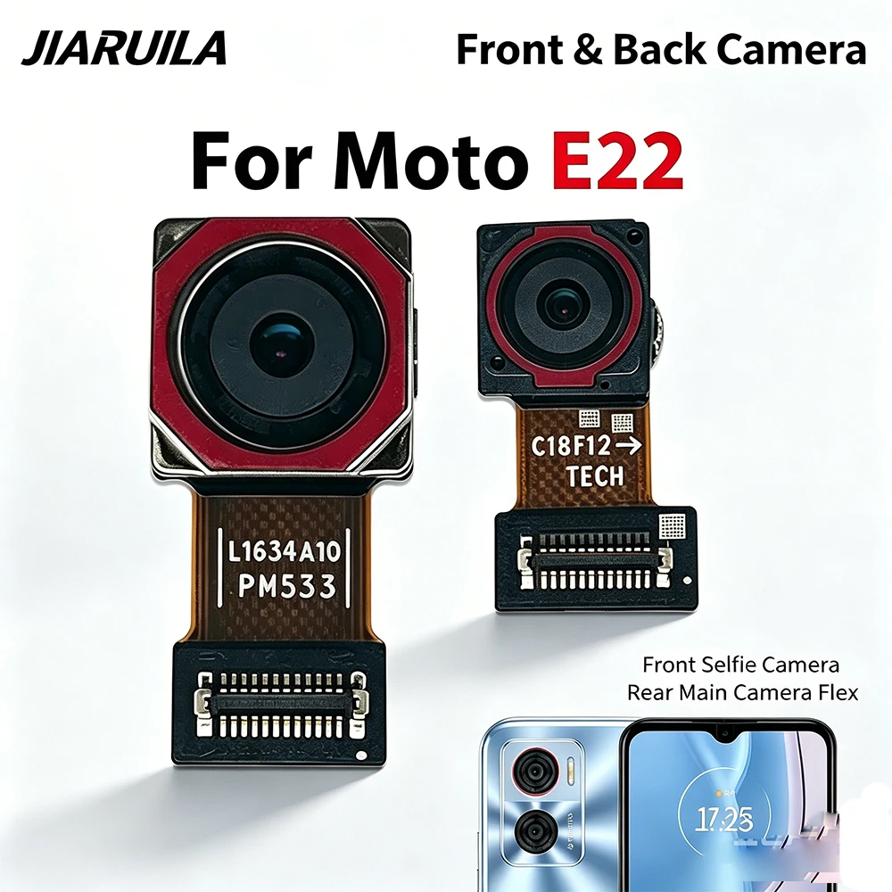 10Pcs , Rear Camera For Moto E22 G14 G24 G55 G60 G73 G84  Back Rear Camera Module Flex + Front Facing Camera Replacement