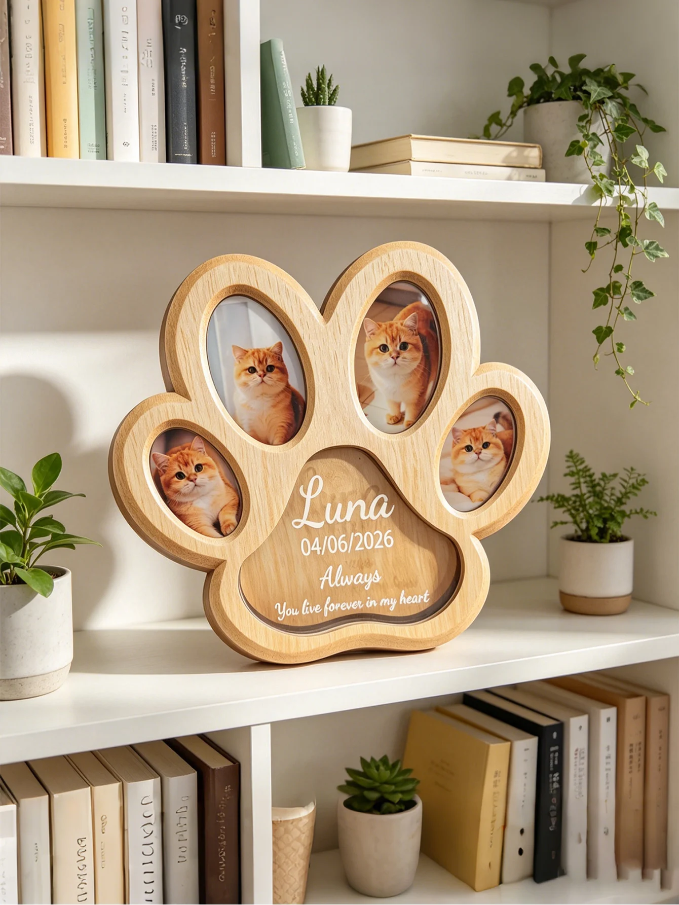 Customized Wooden Pet Hair Keepsake Box with Photo Frame, Customizable Photos and Text, Pet Paw Memorial Card, Pet Ashes, Teeth, and Hair Box, Pet Lover Paw Print Keepsake Sculpture, Wooden Pet Hair Memorial Box, Personalized Pet Hair Keepsake, Dog Hair Keepsake, Cat Keepsake, Custom Gift, the Best Gift for Him.