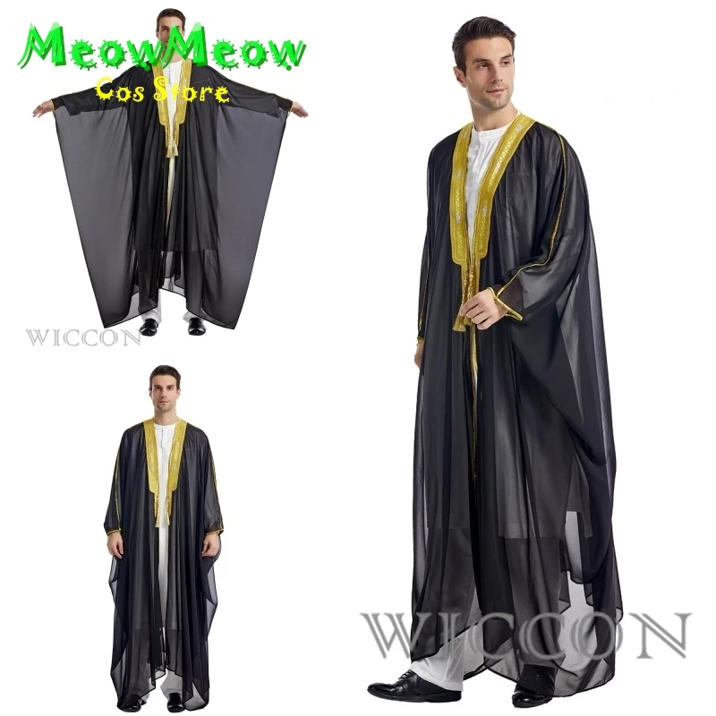 

Islamic Clothing Men Robe Arabic Costumes Kaftan Muslim Man Moroccan Casual Long Dress Striped Robe Middle East National Costume