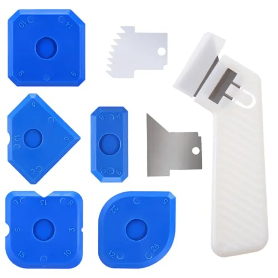 

6 PCS Silicone Caulking Tool Set Plastic Sealant Finishing Tools Caulk Remover Tool with Replace Portable Sealant Scraper Reusa