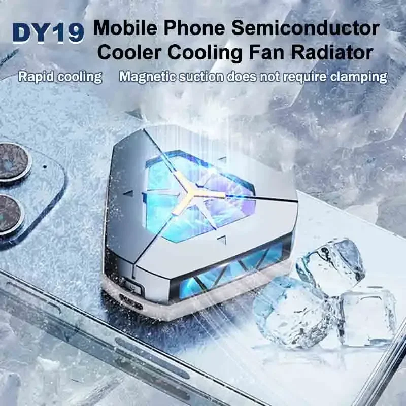 DY19 Universal Mobile Phone Cooler Semiconductor Magnetic Fast Cooling Fan Radiator for IOS Android PUBG Type-C Cool Heat Sink