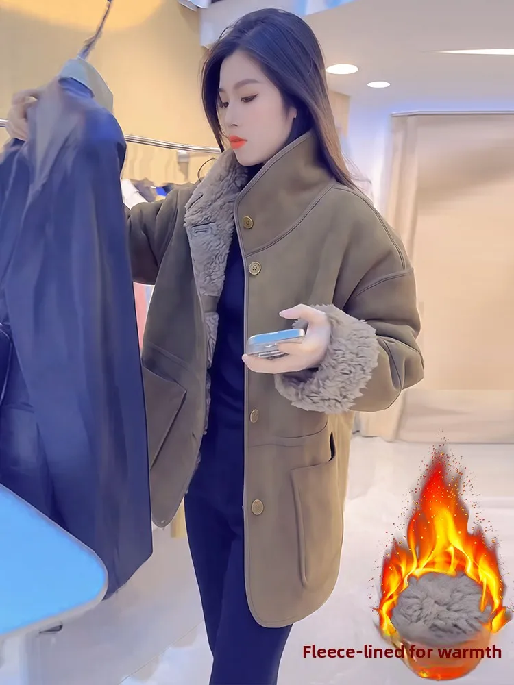 독특한 디자인의 아름다운 여성용 루즈핏 플러스 사이즈 따뜻한 롱 셔츠, 초겨울 출퇴근용