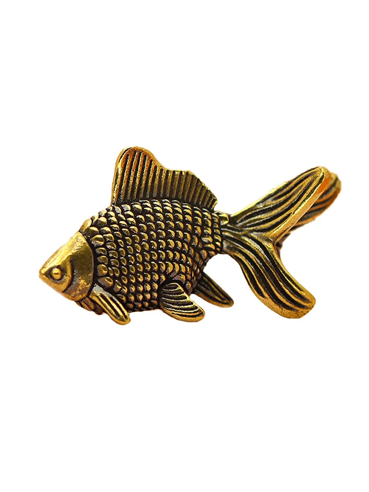 Figurines de poisson rouge rétro en laiton, Statue d'animal porte-bonheur, ornement, décoration de maison, bureau, thé, animaux de compagnie, cadeaux mignons