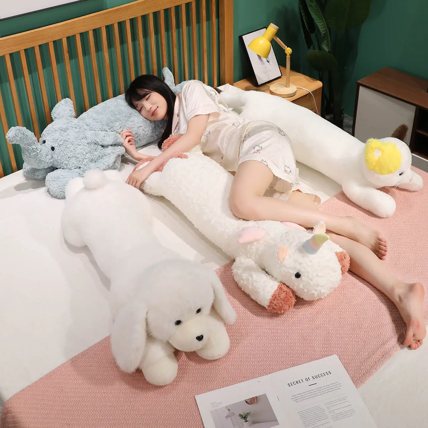 

Long animal pillow Stuffed Body Pillow Large Cute Plush Dog Cat Elephant Unicorn Sleeping Cushion Sofa Decor Body Pillow