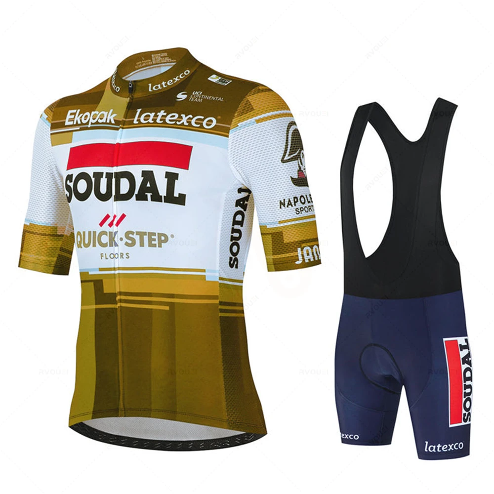 Soudal Quick Step Summer Pro Team Cycling Jersey Set Bike Clothing Ropa Ciclismo Bicycle Wear Clothes Mens Short Maillot Culotte