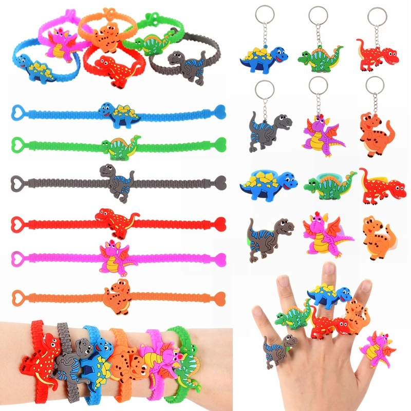 

6pcs Dinosaur Silicone Bracelet Wristband Kids Favor Dino Toys Jurassic Theme Birthday Party Gift Decoration Baby Shower Supplie