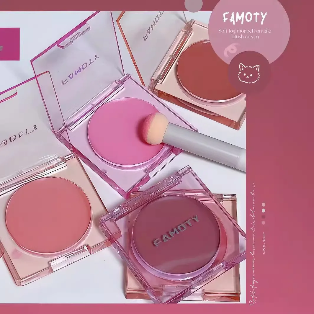 Girl's Pink Face Blush Palette Rose Cherry Cheek Tint Blusher แต่งหน้า Matte Peach Rouge Contour Shadow