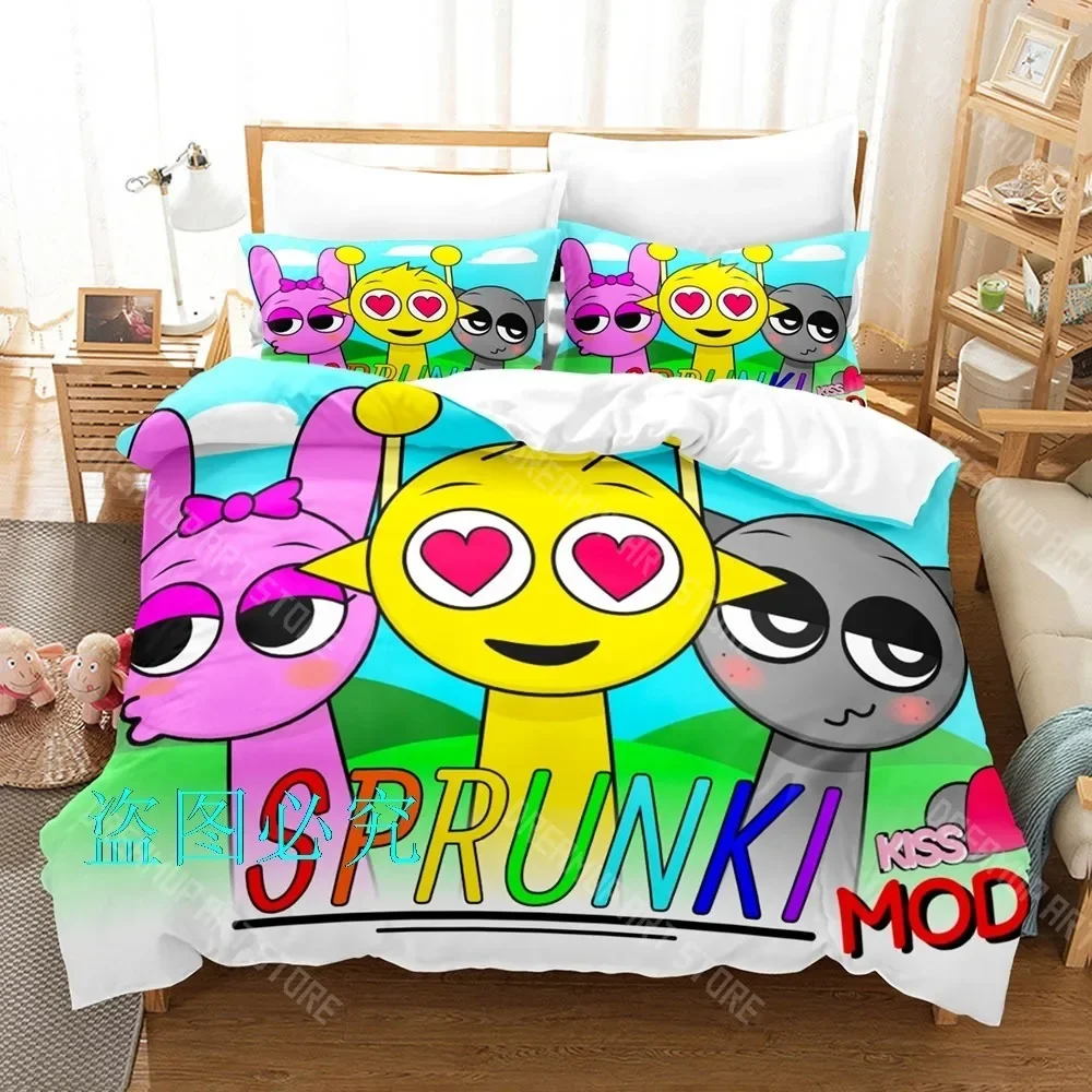 2026 3D Print Sprunki Anime Game Bedding Set Single Twin Full Queen King Size Bed Set Adult Kid Bedroom Duvetcover Sets