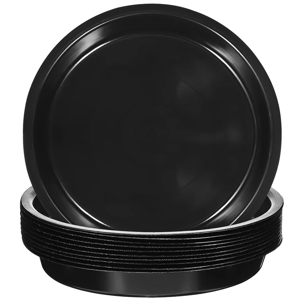 

16pcs Black Round Plastic Plant Trays Durable PP Material Prevent Water Flow Keep Clean Indoors Outdoors Plant Saucers