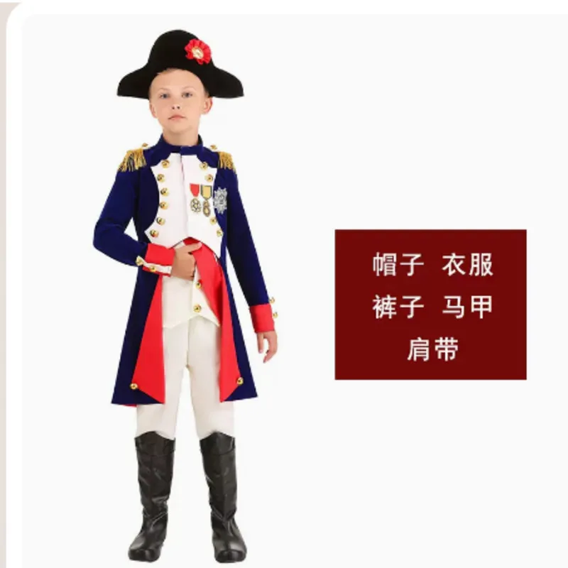 Smoll tamanho trajes de halloween desempenho de palco líder da revolução francesa napoleão vestido cosplay traje