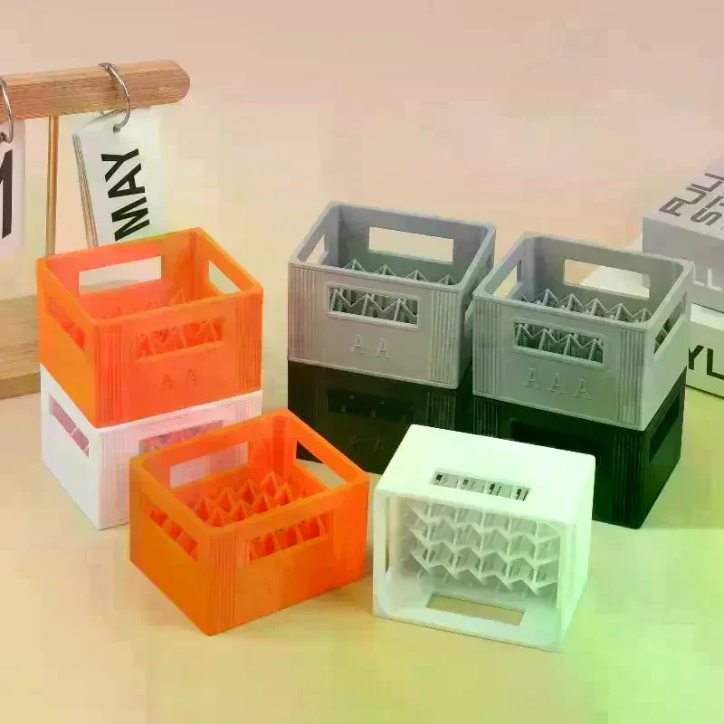 3D Printed Beer Crate Style Battery Storage Case No. 5 Aa No. 7 Aaa Battery Basket Stackable Batteries Storage Box Home Decor
