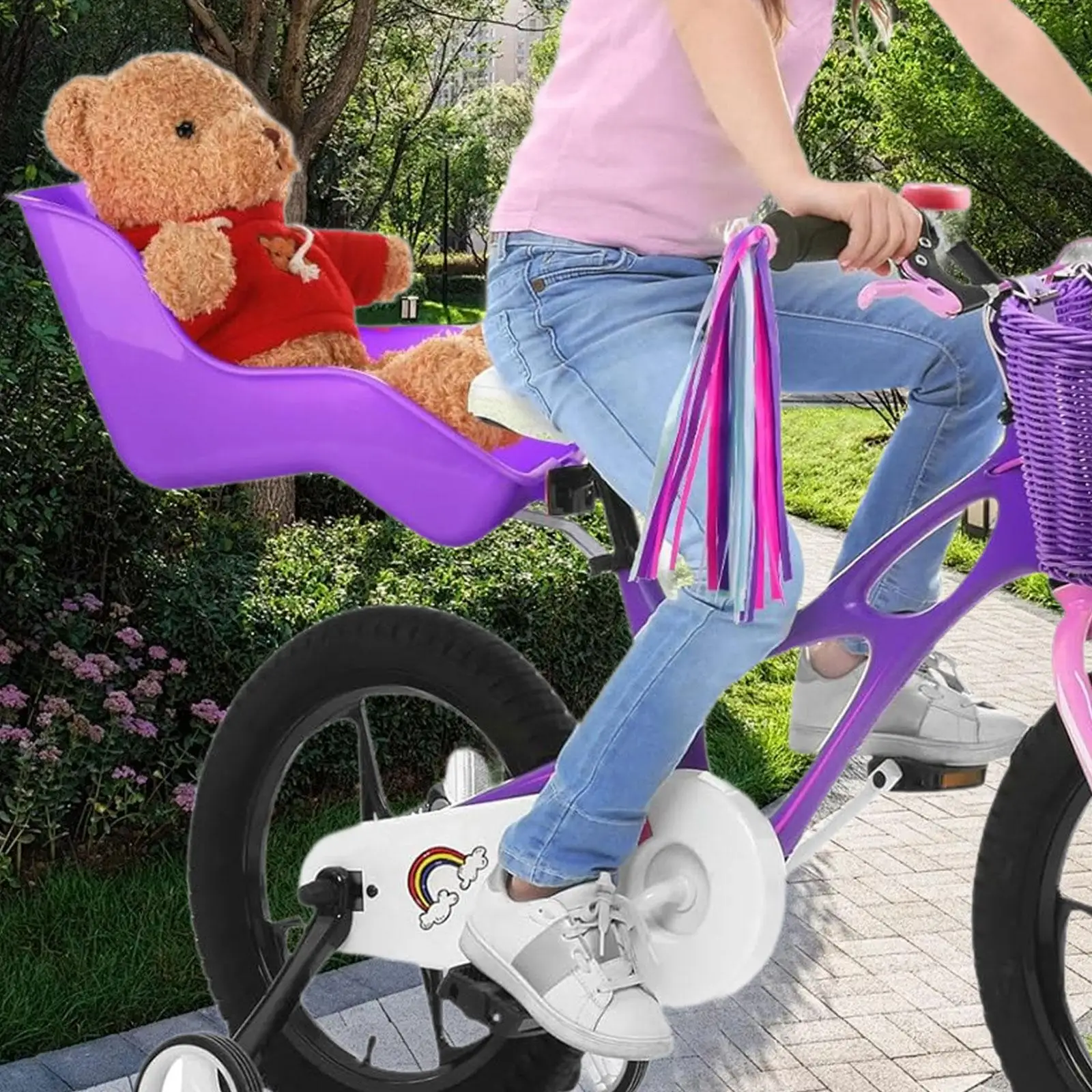 Kids Bicycle Doll Seat Fit Most Dolls & Stuffed Animals Cute Easy to Install Kids Doll Bicycle Seat Bike Attachment Accessory