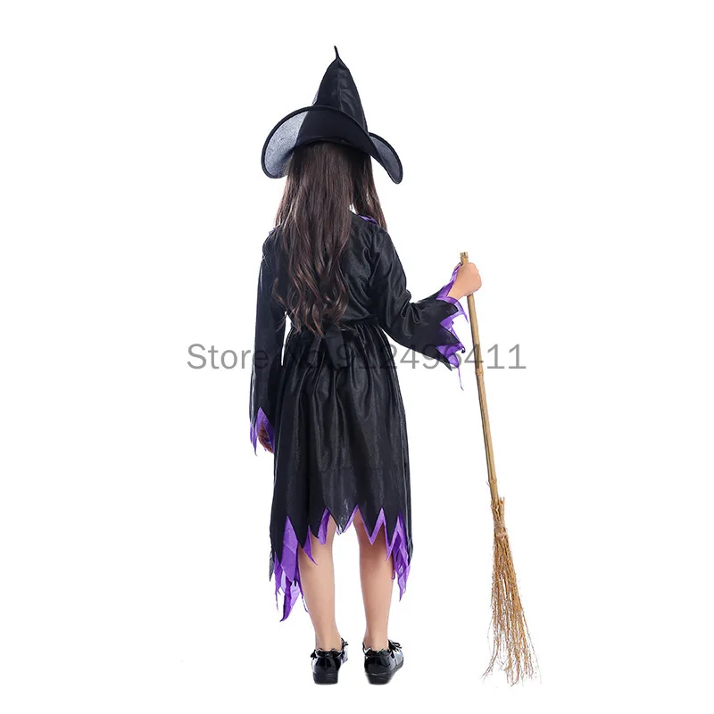 Ragazze vestito Halloween strega gonna spaventoso pipistrello costumi Cosplay bambino Horror carnevale cappello alto con pantaloni a righe cappello carino 2023