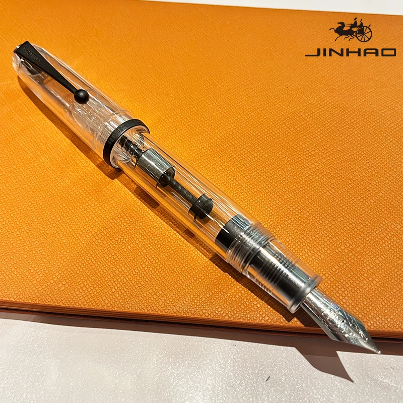 Jinhao 9019 Füllfederhalter Dadao Serie Transparent mit Schwarzem Rand Feine Spitze Großer Konverter Glattes Schreibgerät – Detail 8