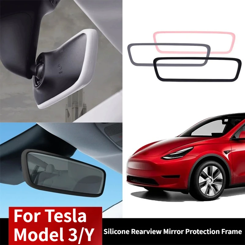 Quadro de proteção de espelho retrovisor de silicone para tesla modelo y juniper modelo 3 2026 2025 espelho retrovisor borda capa acessórios do carro